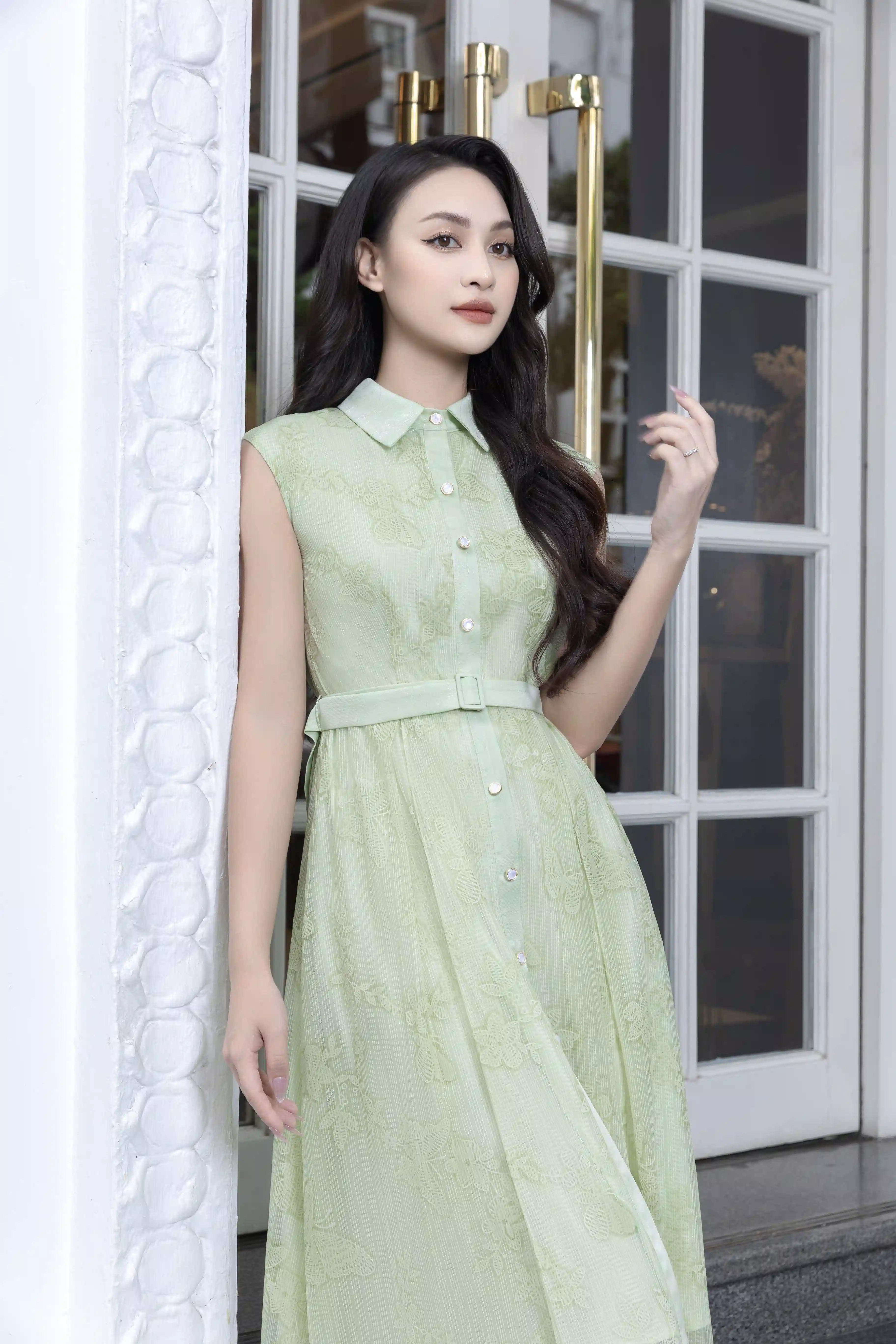 Đầm liền Lisa Dress tơ phối lụa sang trọng