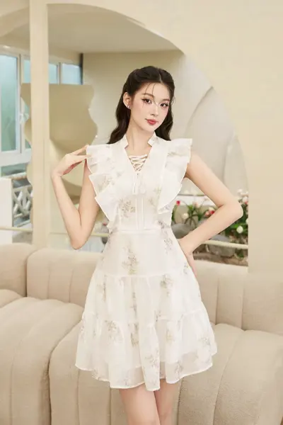 Đầm kiểu nữ Betty Dress tơ in hoa cực nữ tính