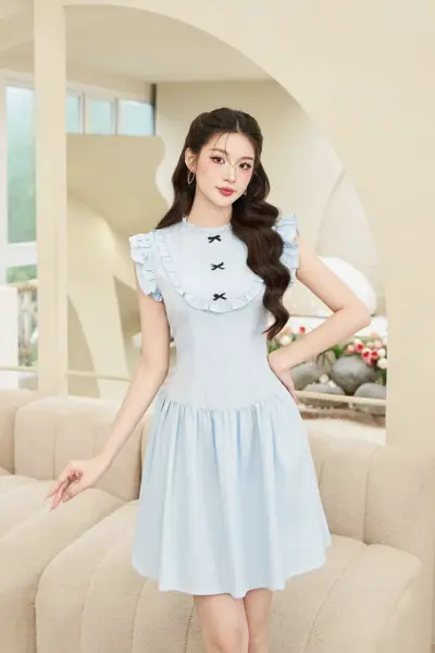 Đầm kiểu Elsa Dress xanh pastel nhẹ nhàng