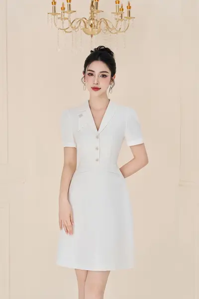 Đầm liền Lanie Dress dạ tweet phối lụa 