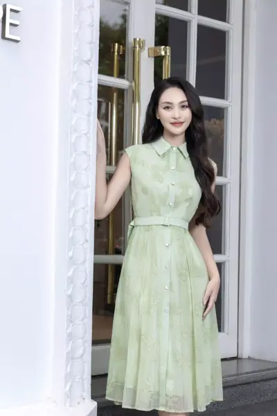 Đầm liền Lisa Dress tơ phối lụa sang trọng