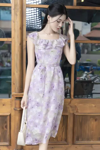 Đầm liền Nelly Dress voan in hoa đẹp nhẹ nhàng