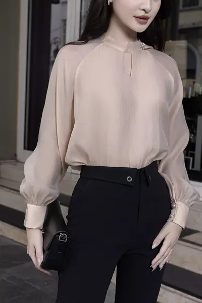 Áo công sở Nadia Shirt vải tơ organa mềm mại