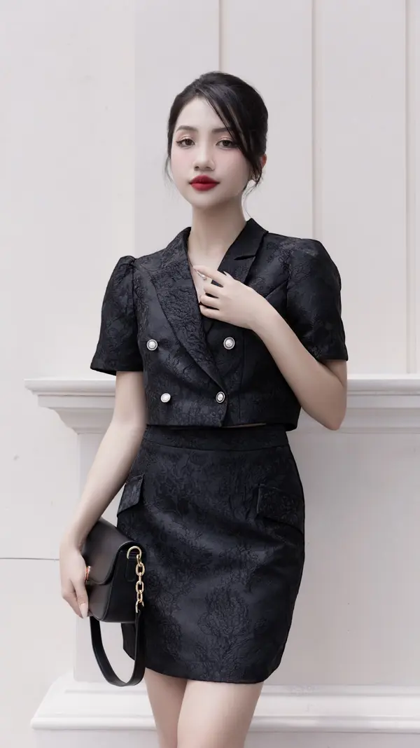 Chân váy chữ A Lesse Skirt gấm hoa nổi